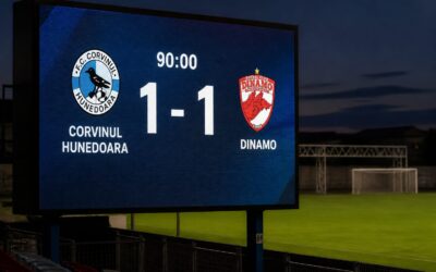 Dinamo obține doar un egal la Arad cu Corvinul Hunedoara și poate fi ajunsă în fruntea clasamentului
