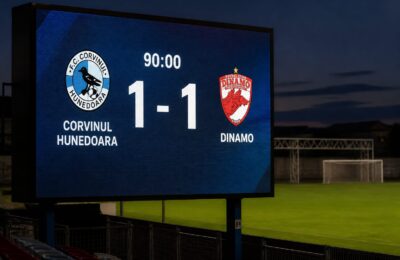 Dinamo obține doar un egal la Arad cu Corvinul Hunedoara și poate fi ajunsă în fruntea clasamentului